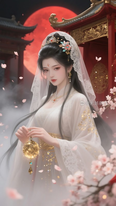 汉服佳人月下舞