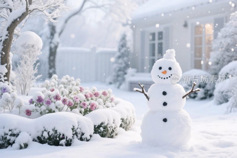 冬日雪景雪人场景