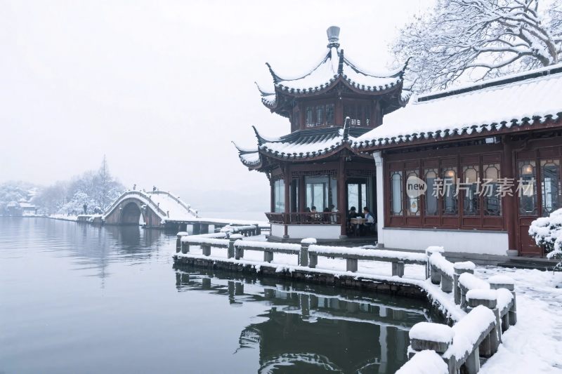 雪景古建风光景观