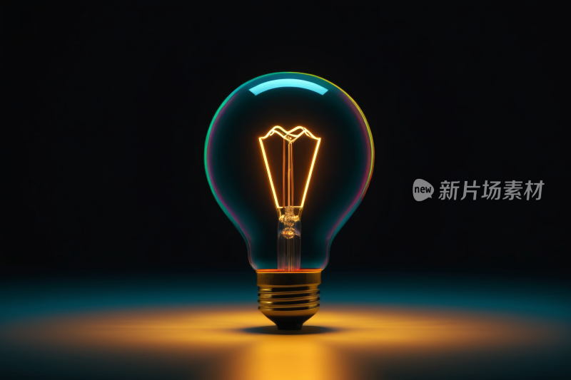 一个灯泡上面有发光的灯泡高清图片