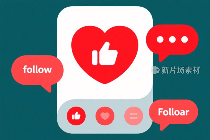社交媒体互动界面插画