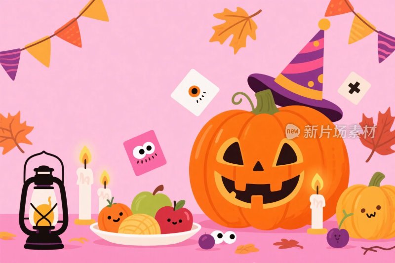 万圣节主题插画元素画面