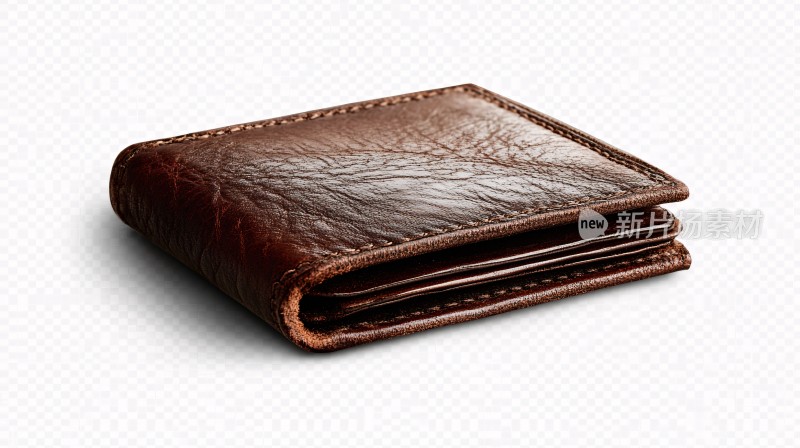 棕色皮革钱包特写