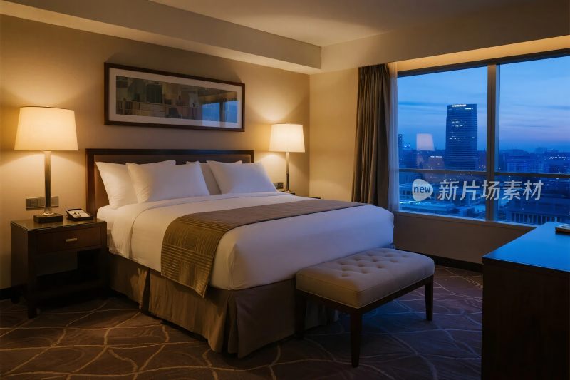 豪华酒店客房夜景布置