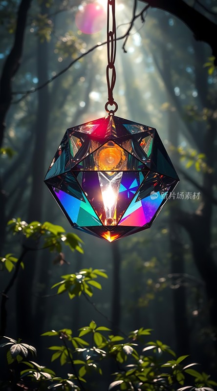 阳光下的彩色玻璃吊灯