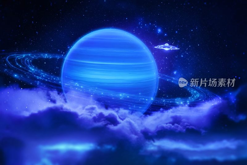 梦幻蓝色星球宇宙景象