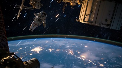 宇航员太空行走地球夜景 宇航员太空行走地球夜景