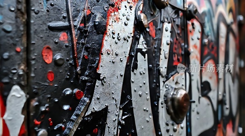 新片场素材金属表面涂鸦艺术