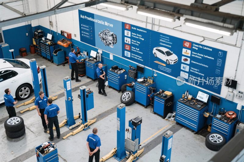 汽车维修车间工作场景
