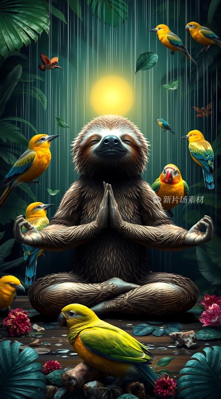 树袋熊与鸟儿的和谐之境