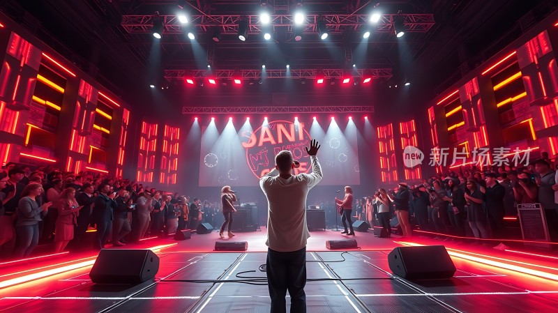 舞台灯光璀璨观众热情高涨的音乐会现场