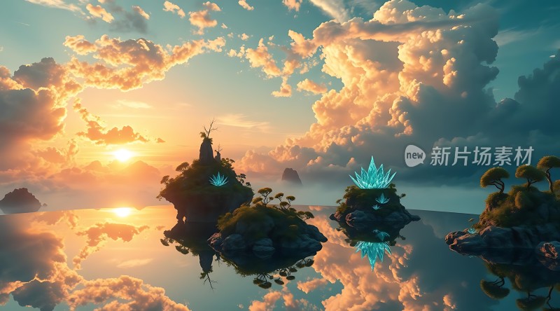 梦幻岛屿日落奇景