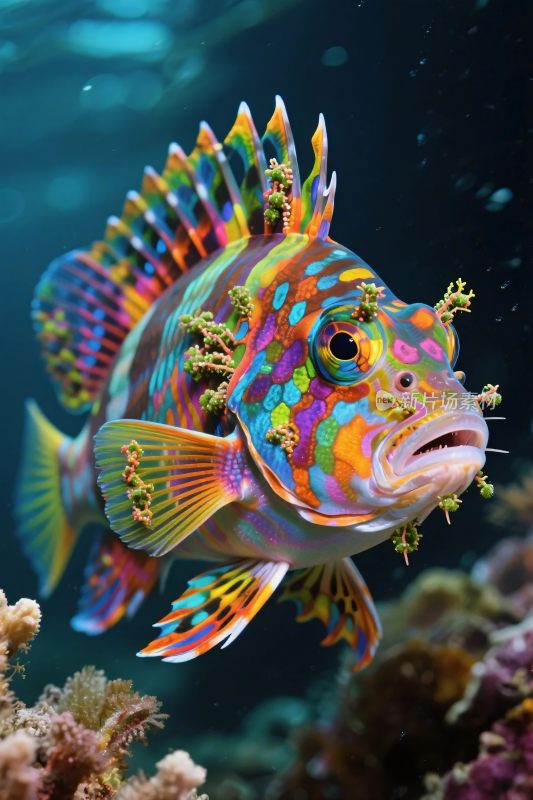 彩色珊瑚鱼插画