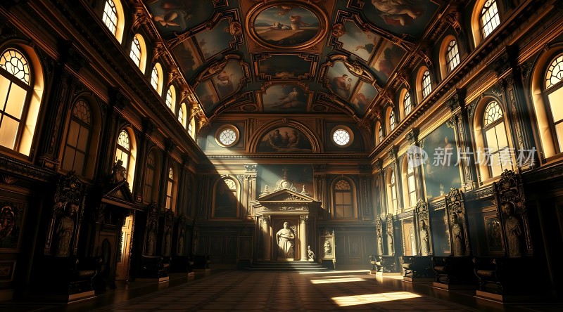 阳光下的宏伟宫殿内部