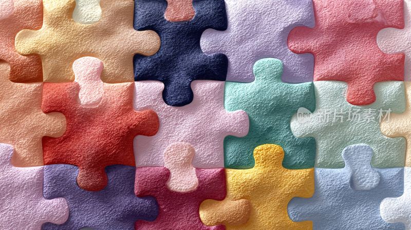 多彩拼图块特写