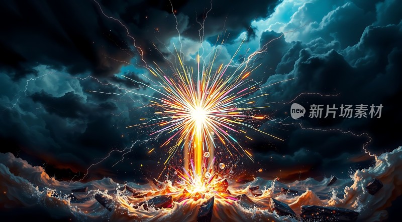 新片场素材天际爆炸震撼视觉冲击！