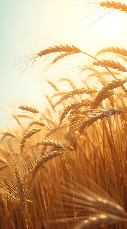 金色麦浪阳光下的丰收景象