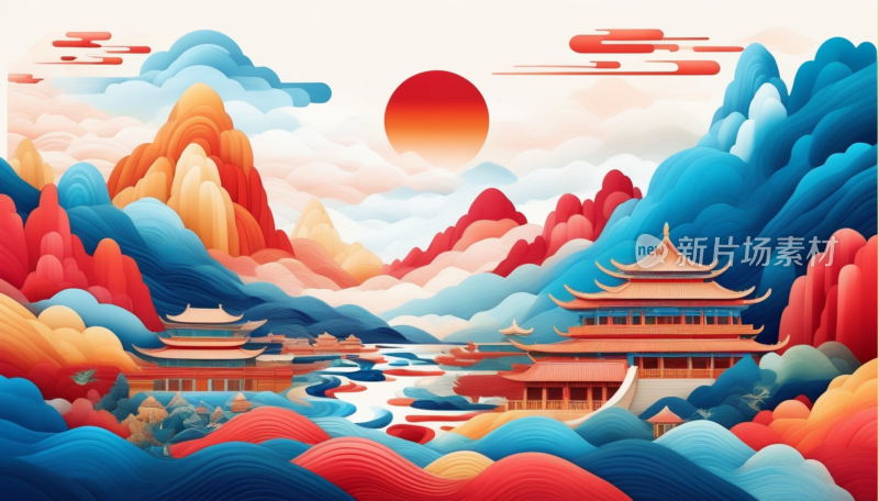 中国画山水画背景