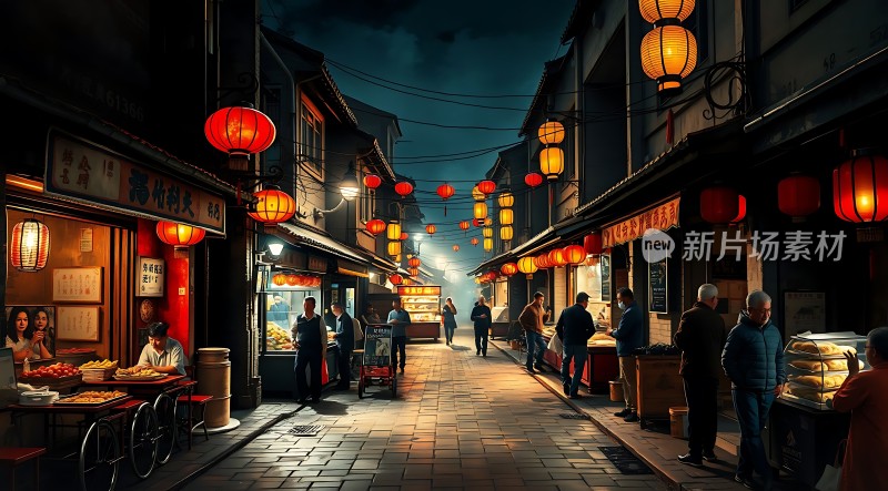古街夜市灯火阑珊