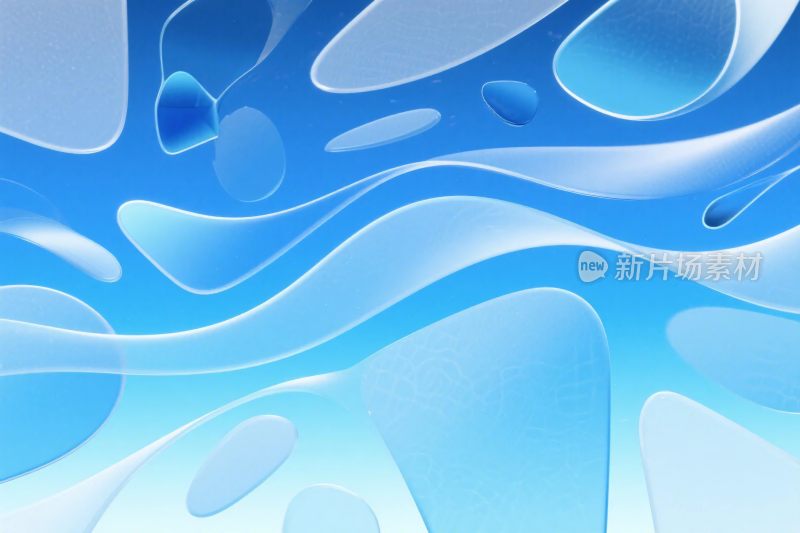 蓝色抽象水波插画