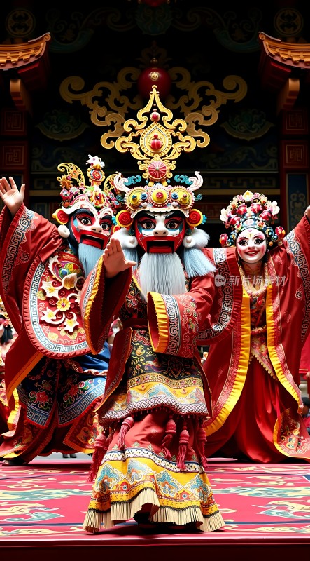 传统面具舞者华丽表演