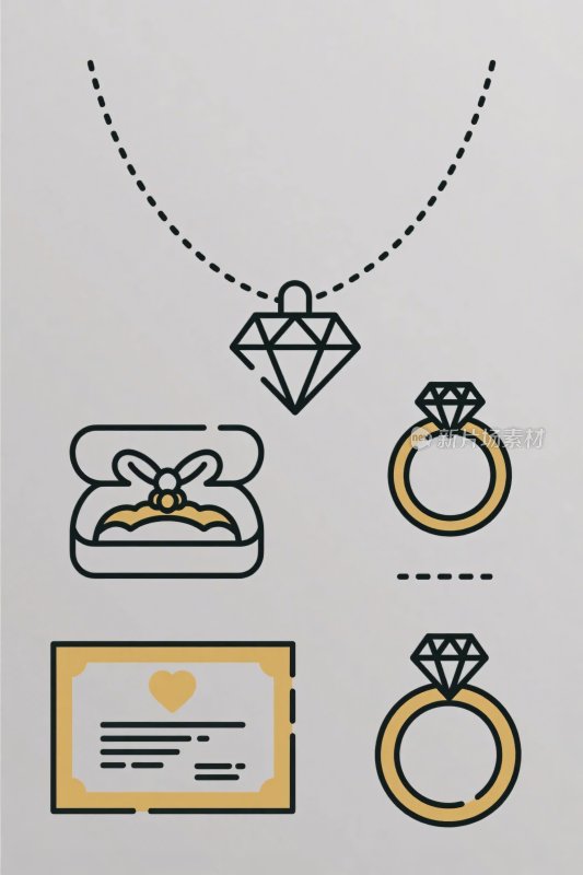 珠宝元素插画