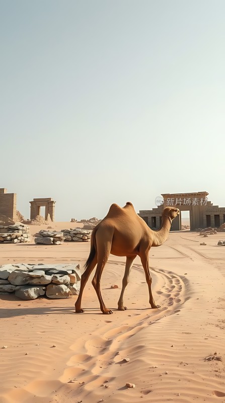 沙漠驼影穿越古老遗迹的孤独之旅