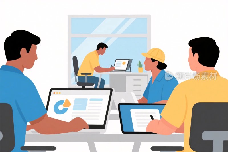 办公团队协作插画