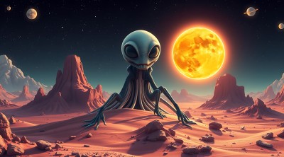 外星生物观察火星地貌 外星生物观察火星地貌