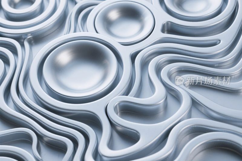 抽象曲面线条与圆形图案插画