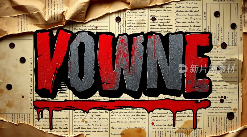 撕裂的报纸上的艺术字体