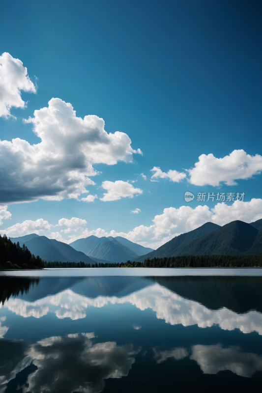 大片水域山脉高清风景图片