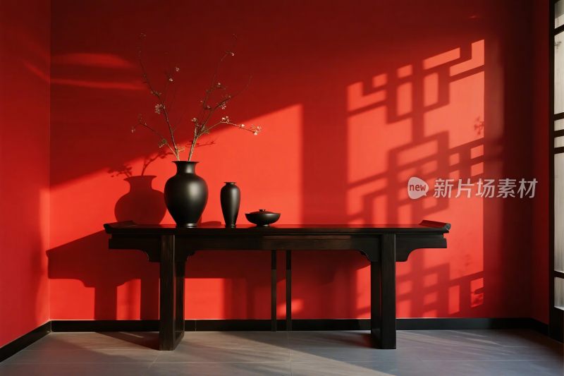 中式室内红色装饰场景