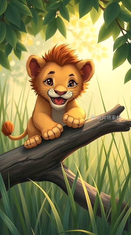 阳光下的快乐小狮子