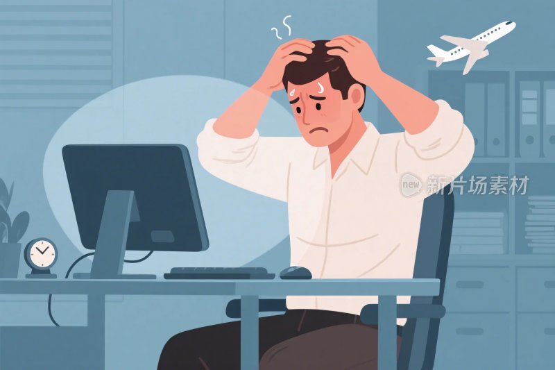 职场焦虑办公插画
