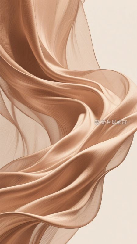 飘动的浅棕色丝绸画面