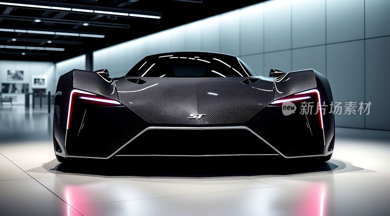 黑色碳纤维跑车未来感十足科技与速度的完美结合