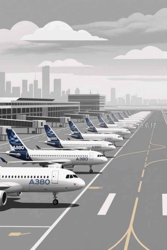 机场停机坪飞机插画
