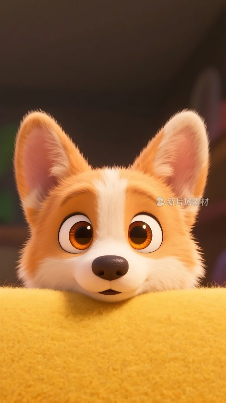 好奇的小狗探出头