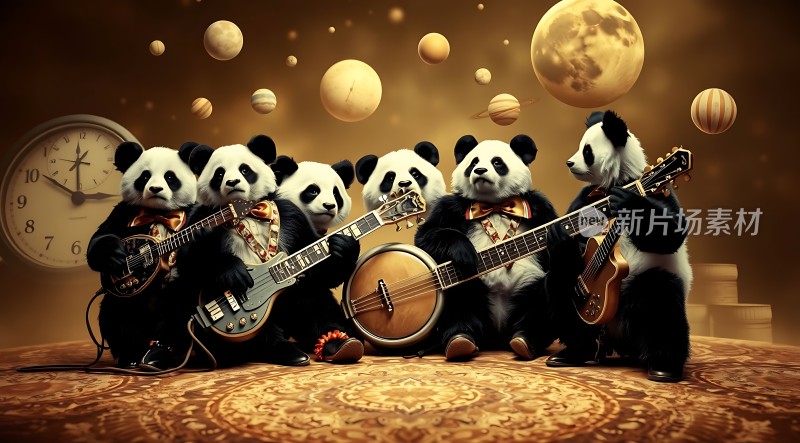 熊猫乐队演奏宇宙音乐会
