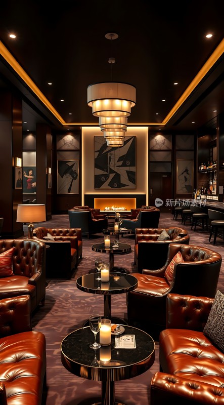豪华酒吧现代设计舒适座椅温馨氛围
