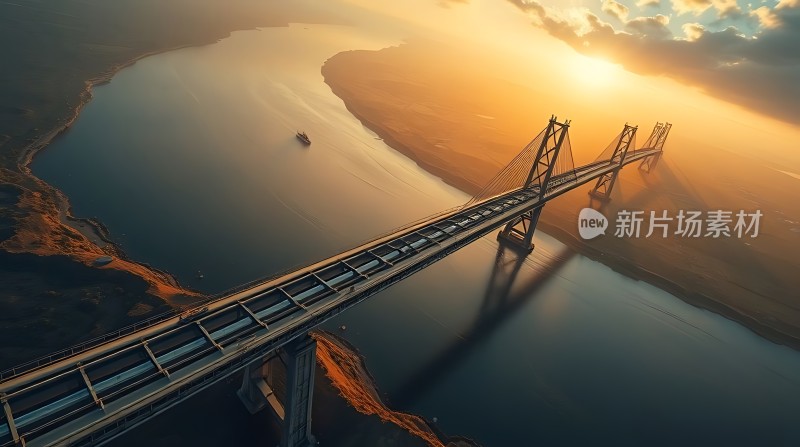 日落下的跨江大桥