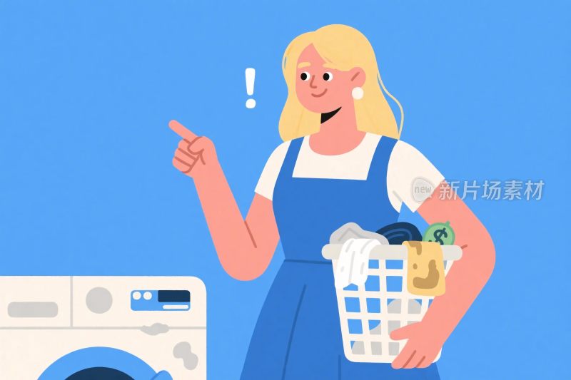 卡通女性洗衣场景