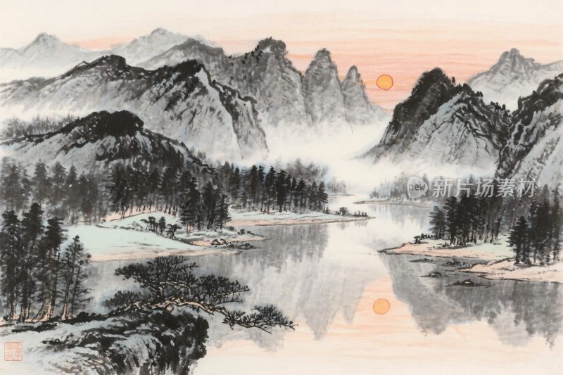 山水风景水墨国画