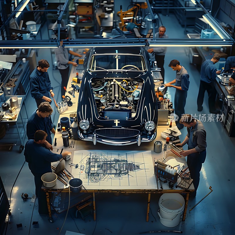车间里的经典汽车维修