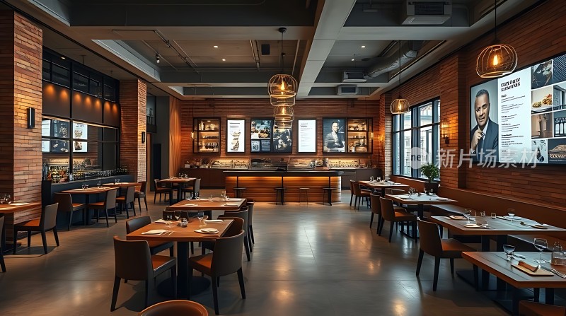 现代餐厅温馨雅致木质装饰与时尚照明营造舒适氛围
