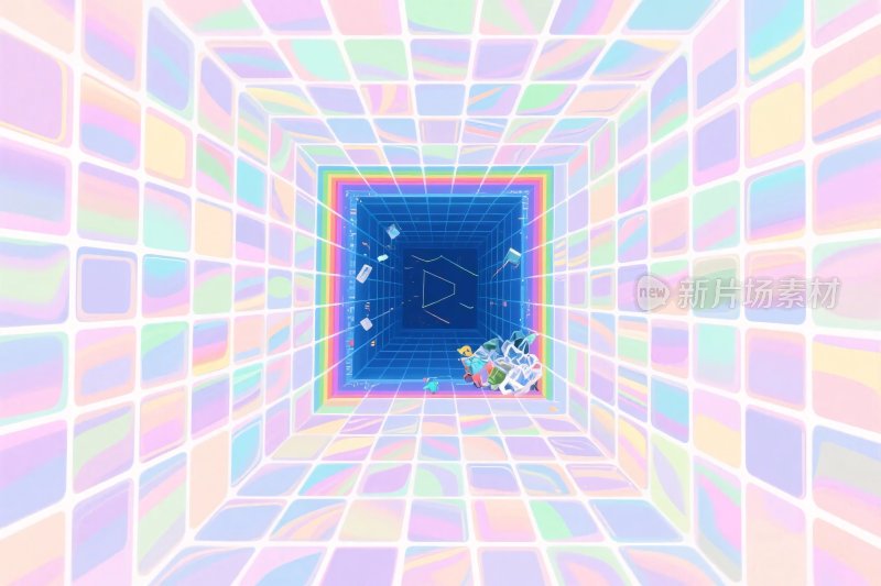彩色方块立体隧道
