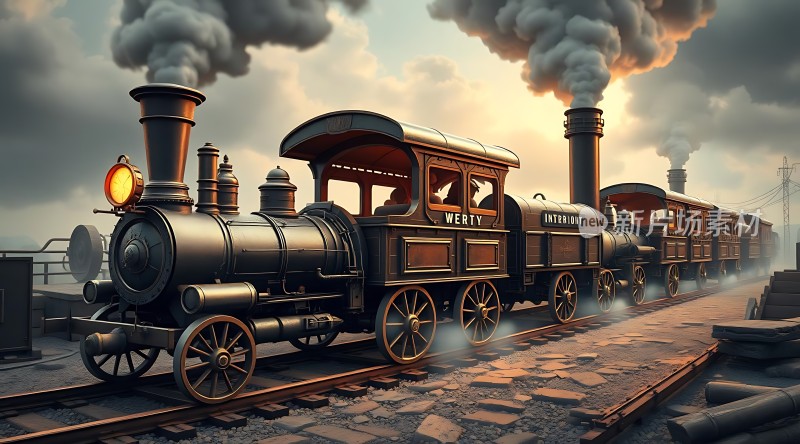 蒸汽火车驶向远方