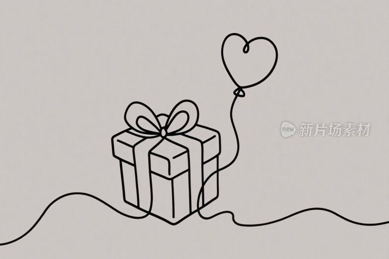 礼物盒爱心气球插画