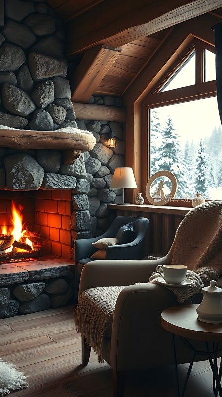 冬日暖炉旁的温馨时光